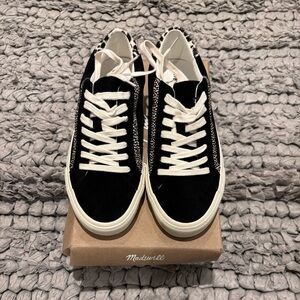 NIB new in box Madewell Low-Top Suede Leather with Real Calf Fur Sneakers
